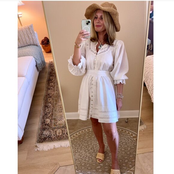 Cleobella Ivory Organic Cotton belted Button-Front Dress - Picture 2 of 9